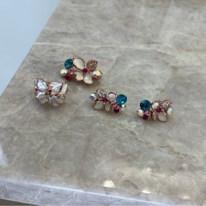 Swarovski Crystal Set including earrings, ring, and necklace pendant.